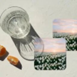 Tulpen - Landschap - Wit onderzetter kurk middel -sfeer4