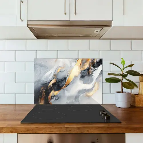 Kunst - Goud - Luxe - Abstract - Modern keuken achterwand spatscherm klein -sfeer2