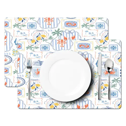 Zee - Sfeer -  Krab - Blauw Placemat vinyl groot 368 -zzsfeer2_Kitchenyeah-website