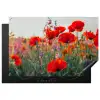 Klaproos - Bloemen - Rood - Paars - Weide Inductie beschermer vinyl 3mm klein -3d