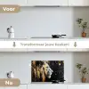 Portret - Leeuw - Abstract - Goud keuken achterwand spatscherm klein -voor_na_NL
