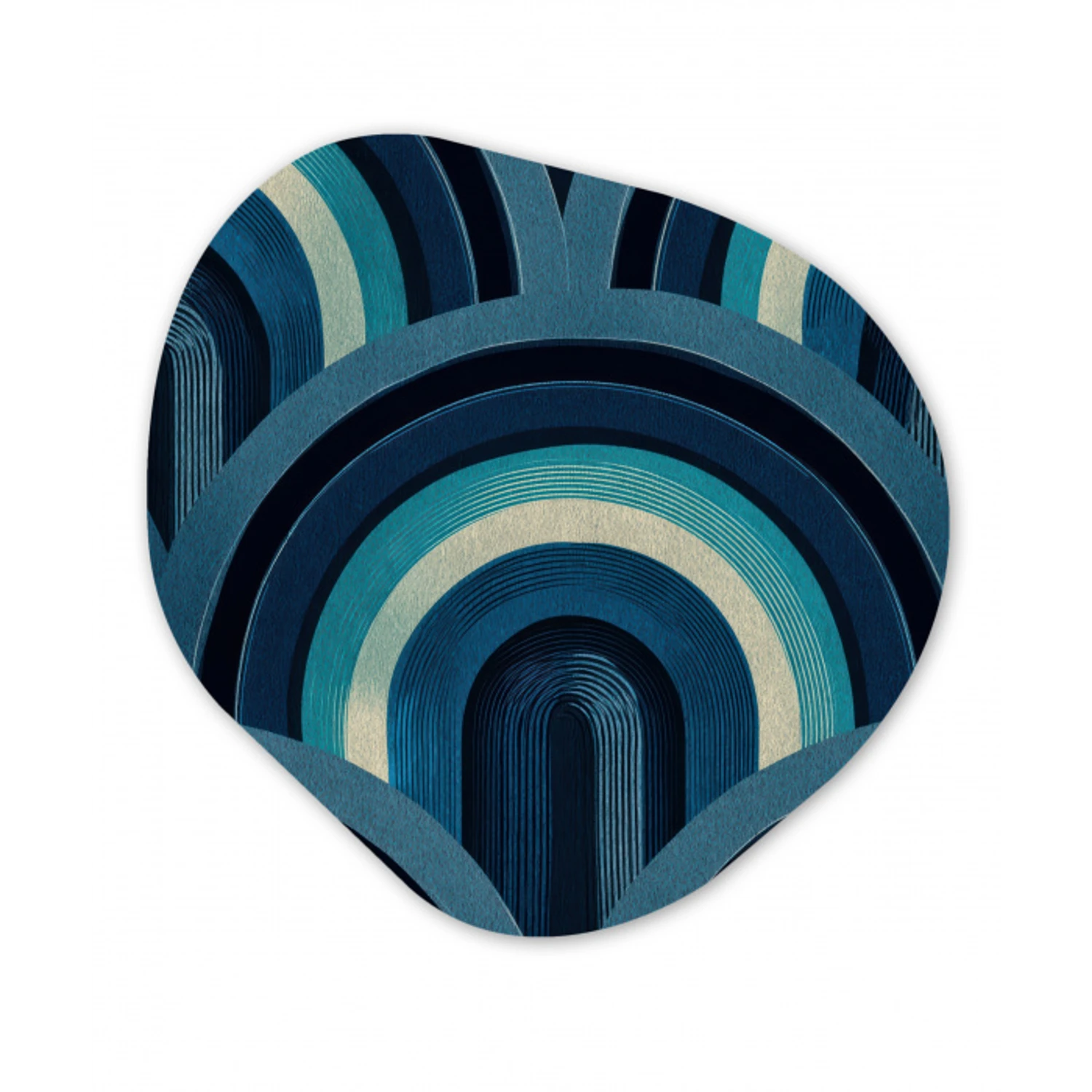Bogen - Geometrisch - Patroon - Blauw - Retro Wandcirkel Organisch Forex 3mm klein 629 -3d