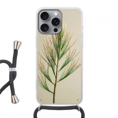 Dennentak - Naaldvormige bladeren - Lichtgroen Hoesje iPhone 16 Pro Max met koord klein -3d