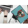 Vrouw - Blauw - Vlinder - Bloemen - Aesthetic laptophoes neopreen klein -bureau