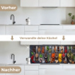 Kruiden - Lepels - Culinair - Kleurrijk - Sfeervol keuken achterwand 2 middel -voor-na_DE