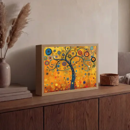 Abstract - Boom - Levensboom - Modern Light Box met batterij (Wandlamp) middel -sfeer2