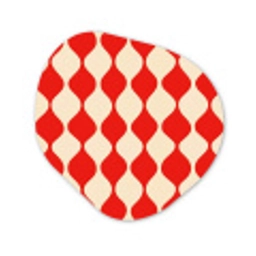 Golvend patroon - Retro - Rood - Beige Wandcirkel Organisch Aluminium middel 851 -3d