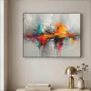 Modern - Oranje - Grijs - Kunst Textielframe zwart klein -sfeer2