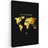 Goud - Wereldkaart - Quote Tuinposter op houten frame 2 cm dik middel -3d
