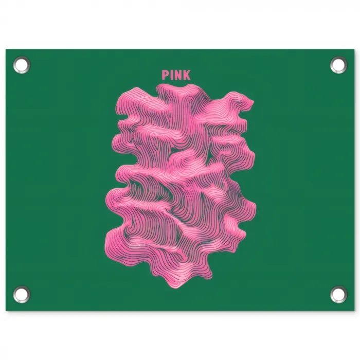 Abstract - Pink - Lijnen - Groen tuinposter los doek klein -3d