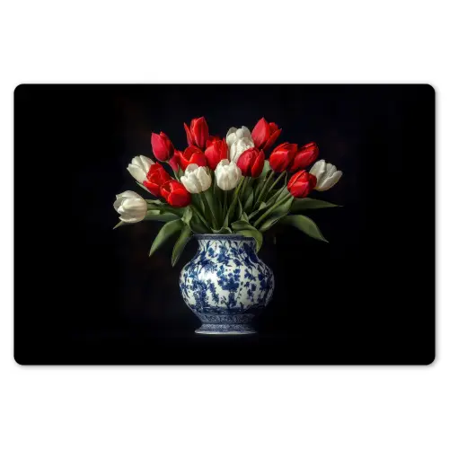 Rode - Bloemen - Tulpen - Vaas Placemat vinyl groot -zzsfeer1_Kitchenyeah-website