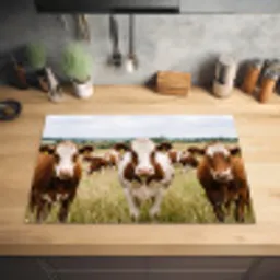 Koeien - Portret - Weide - Boerderij - Nieuwsgierig Inductie beschermer vinyl 3mm klein -sfeer5