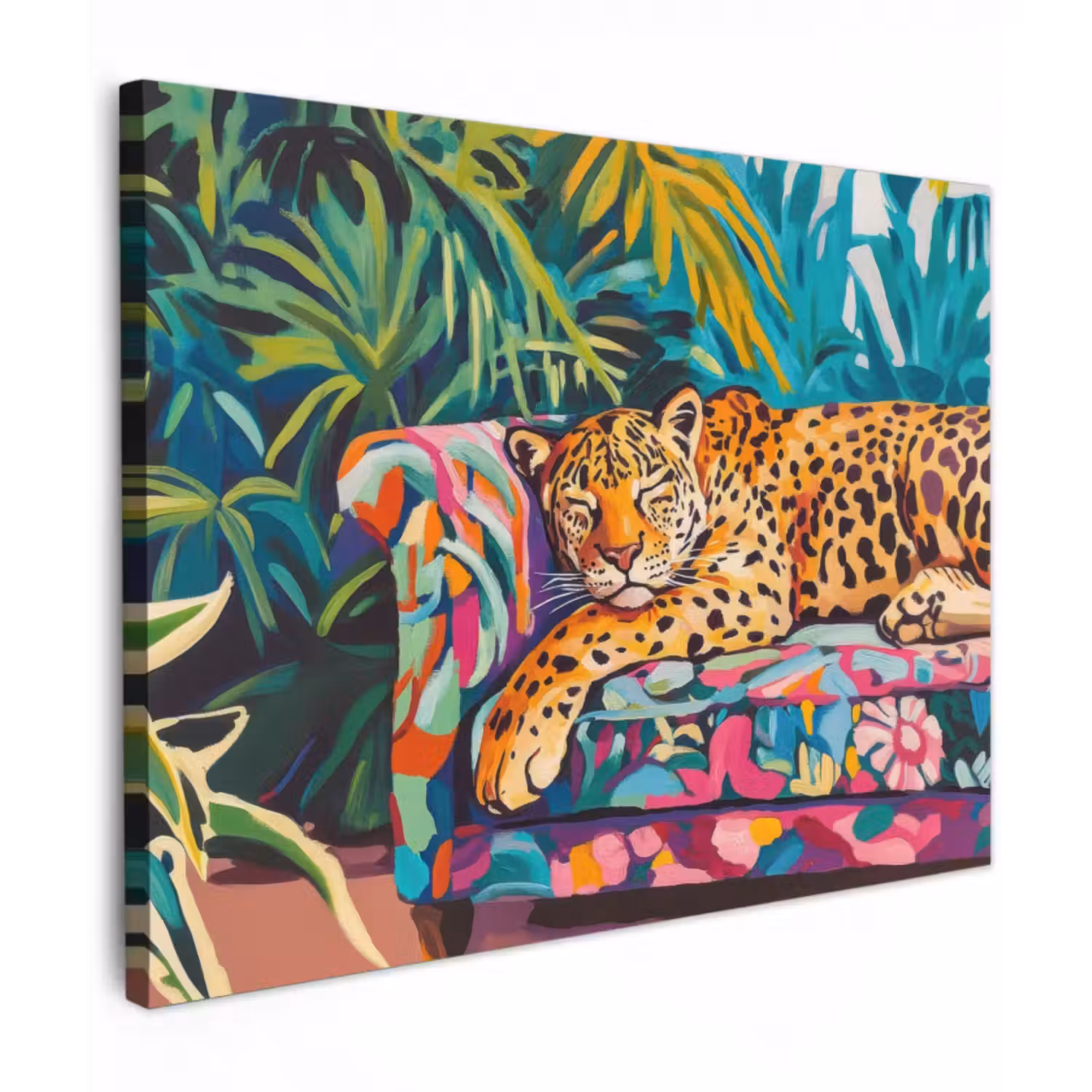 Leinwandbild - Leopard - Bunt - Tropisch