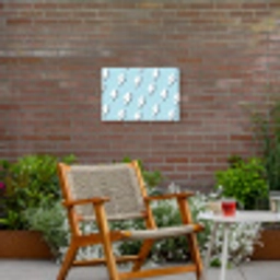 Blauw - Wit - Patroon - Bliksem Tuinposter op houten frame 2 cm dik klein 845 -sfeer3