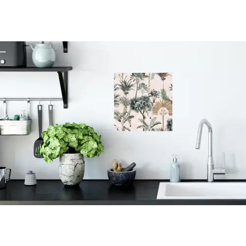 Inductie afdekplaat - Vintage - Jungle - Dieren - Natuur - Inductie beschermer Muursticker klein -keuken