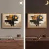 Abstract - Zwart - Goud - Modern Light Box met batterij (Wandlamp) middel -sfeer3