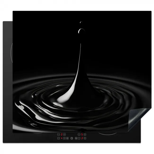 Zwart - Water - Druppel Inductie beschermer vinyl 3mm middel -3d