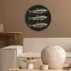 Vissen - Goud - Zwart Akoestische PET Vilt - Rond klein -sfeer1