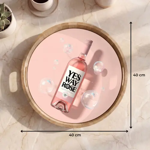 Bubbels - Rosé - Roze Dienblad Rond middel -USP_Formaat