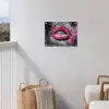 Lippen - Felroze - Graffiti - Verfstrepen tuinposter los doek klein -sfeer8