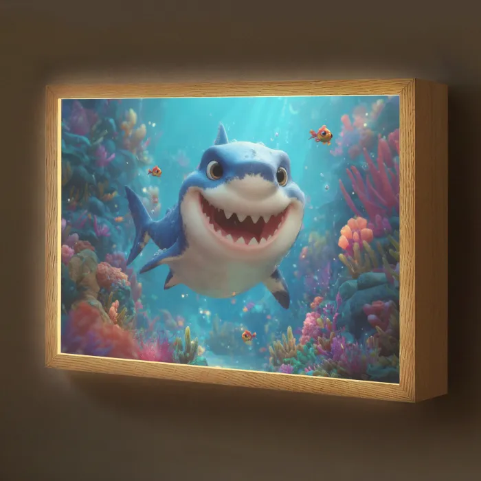 Haai - Onderwaterwereld - Oceaan Light Box met batterij (Wandlamp kind) middel -z3d_website