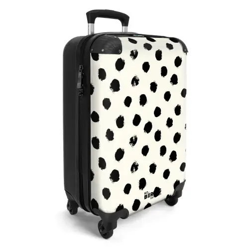 Patronen - Zwarte vlekken op crème NBS - Handbagage koffer - Kinderen Unisex middel -productfoto_3d