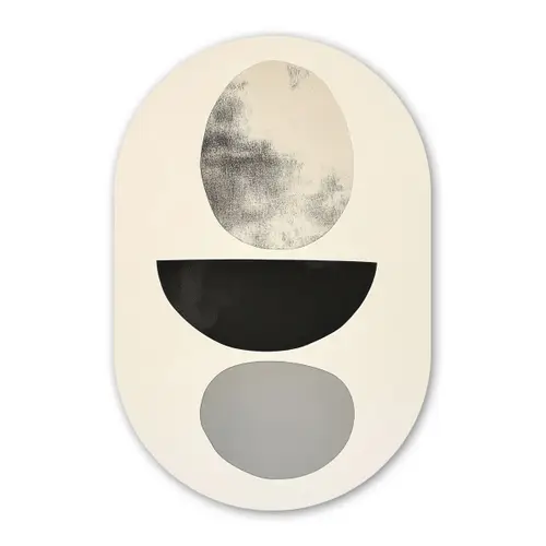 Beige - Japandi - Wabi sabi Wandcirkel Ovaal Forex klein -3d