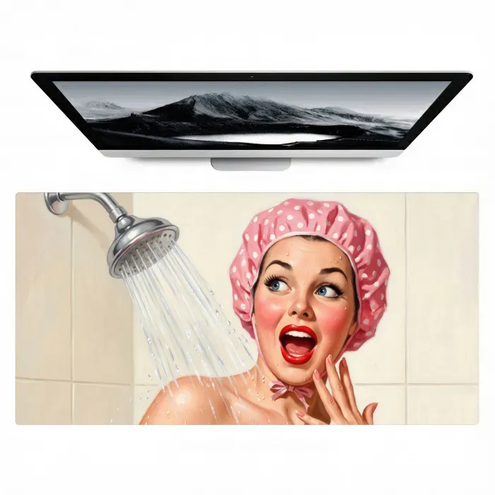 Vrouw - Douche - Roze Muismat XXL klein -zzz3d
