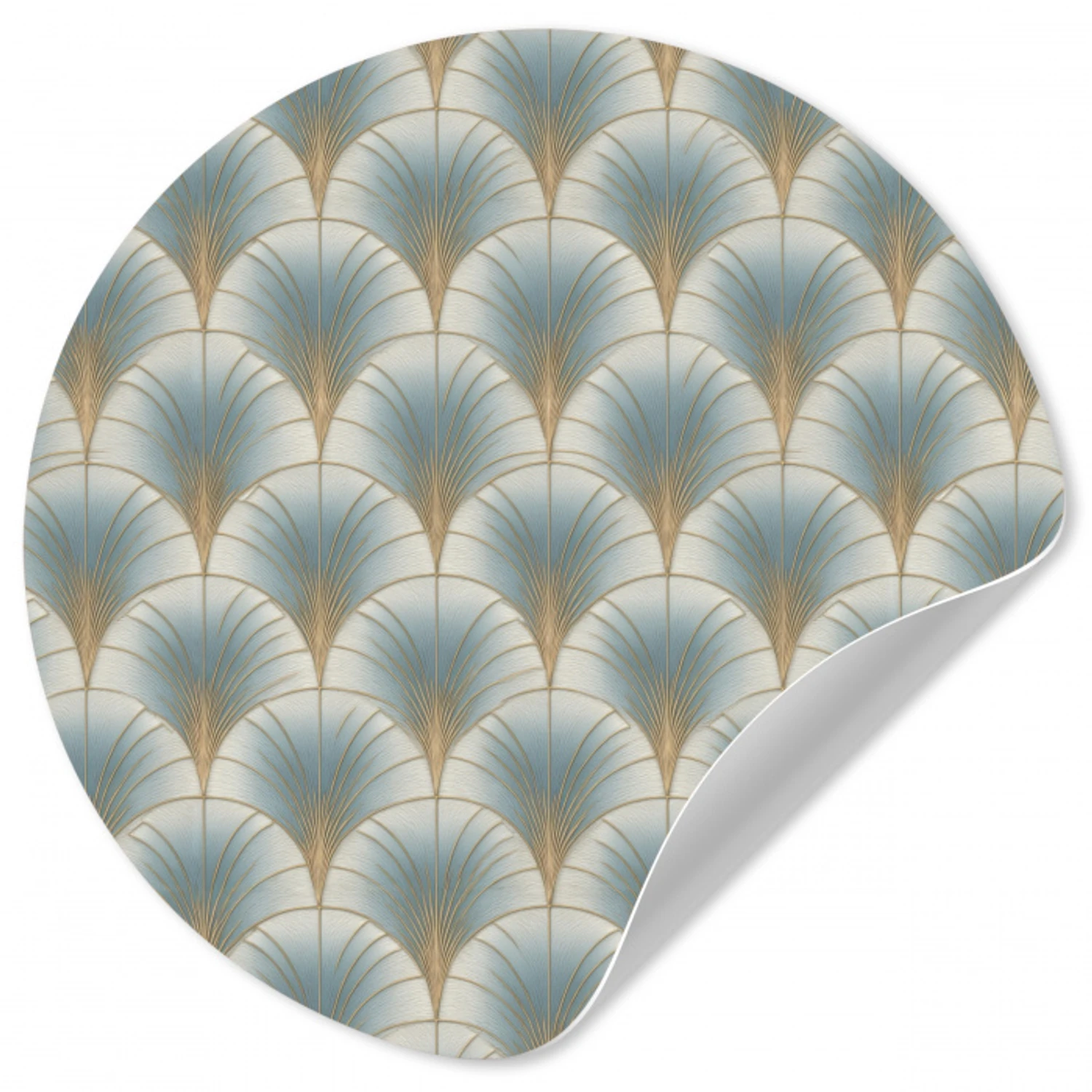 Waaier - Klassiek - Blauw Wandcirkel behangsticker klein 186 -3d