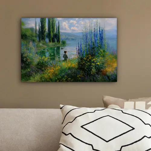 Bloemen - Meer - Bergen - Groen canvas 2cm klein -sfeer3
