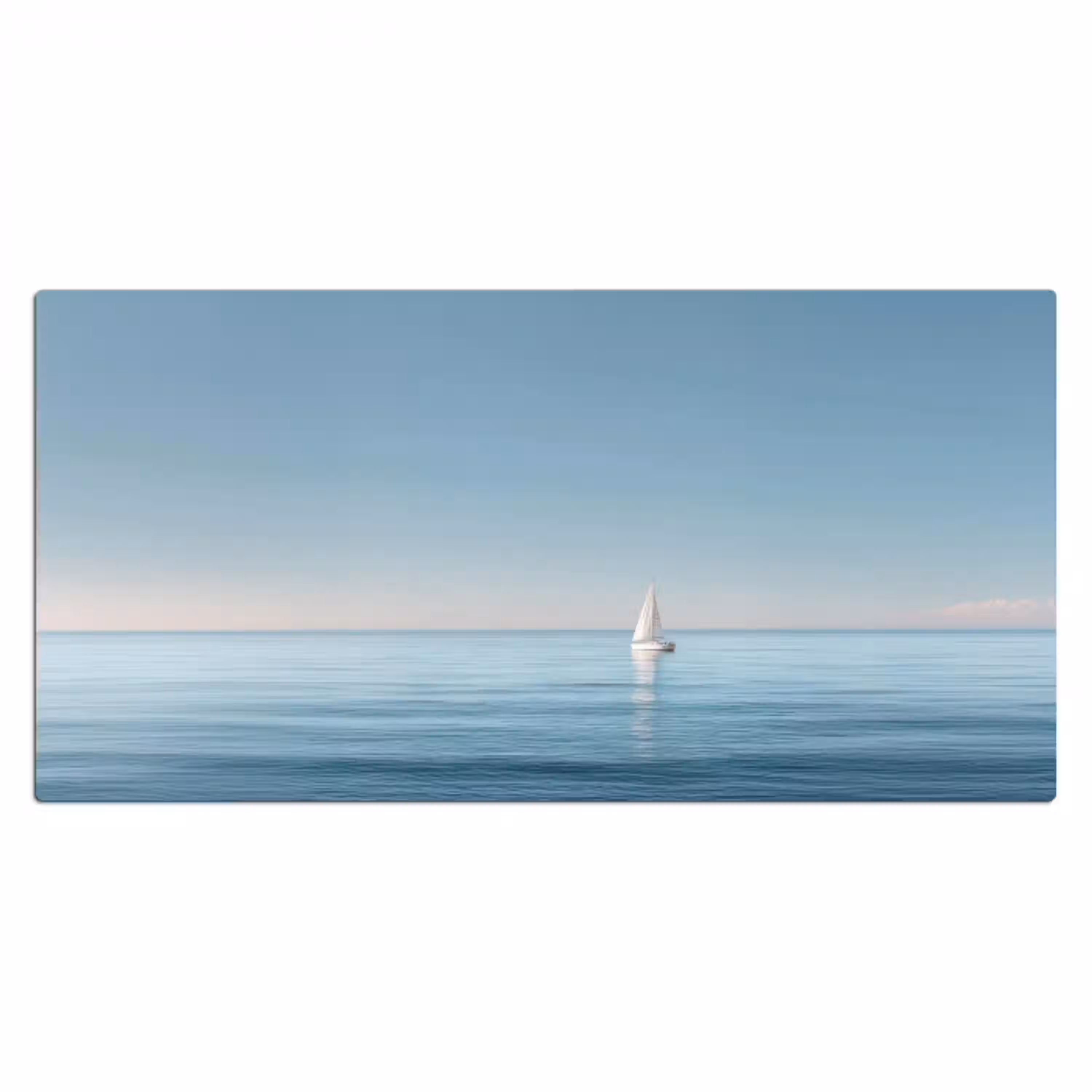 Zeilbootje - Kalme zee - Helderblauwe hemel Muismat XXL klein -3d_leeg