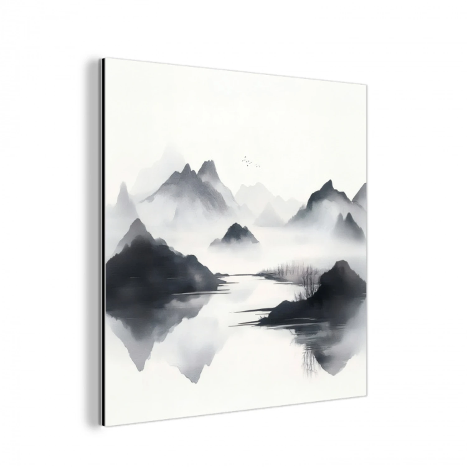 Bergen - Mistig - Water - Wit aluminium wit klein -3d