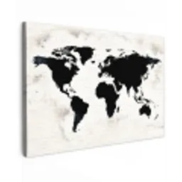Wereldkaart - Zwart - Hout canvas 2cm klein -z3d