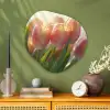 Tulpen - Roze - Zonnestralen Wandcirkel Organisch Aluminium middel -sfeer2