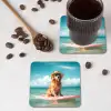 Zeewater - Hond - Golden retriever - Zonnebril onderzetter kurk middel -sfeer2