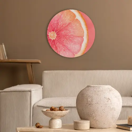 Grapefruit - Roze - Levendig Akoestische PET Vilt - Rond klein -sfeer1