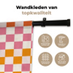 Vierkant - Patroon - Oranje Wandkleed katoen klein 269 -sfeer2