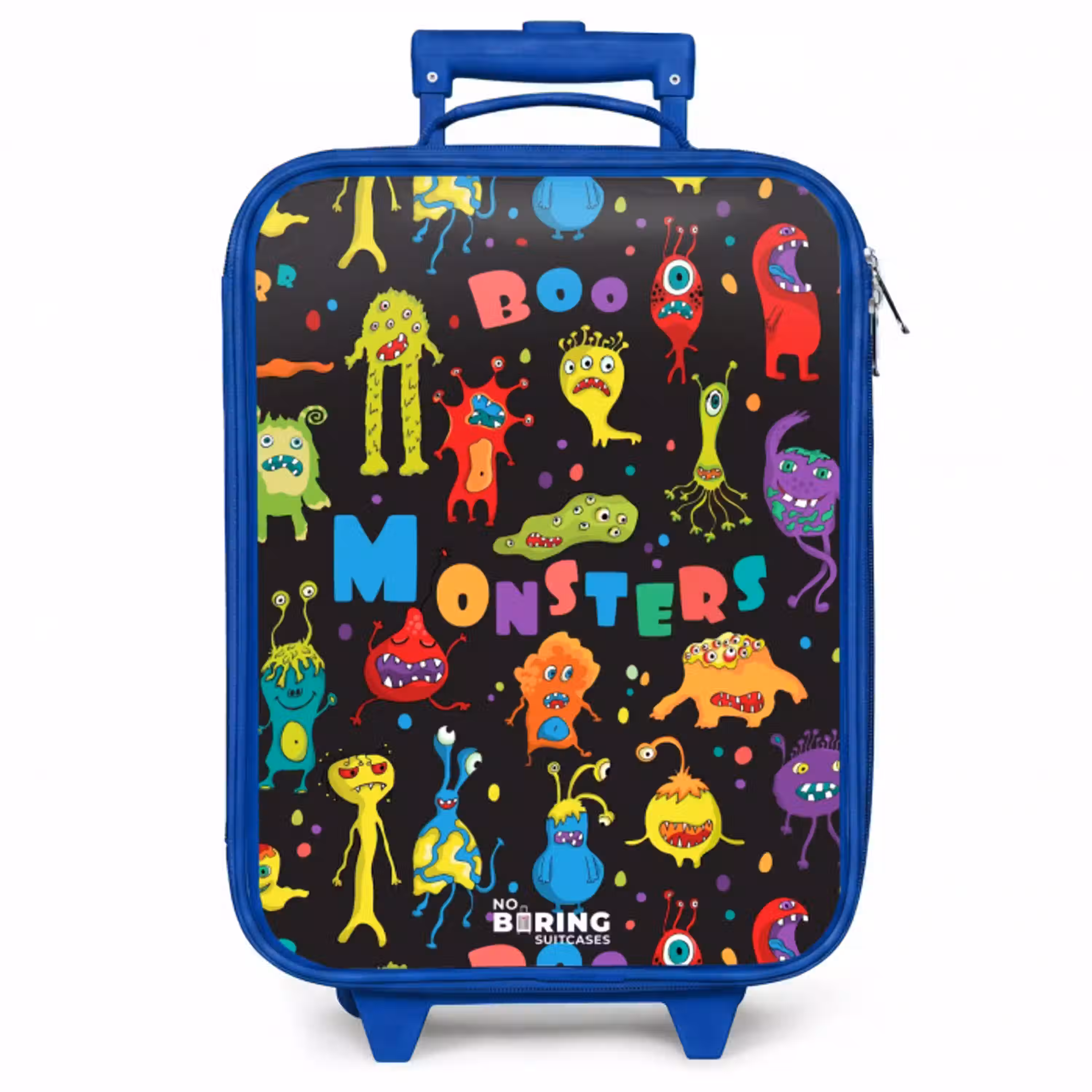 Patroon van monsters Kinderkoffer - Blauw klein -zzz_website3d