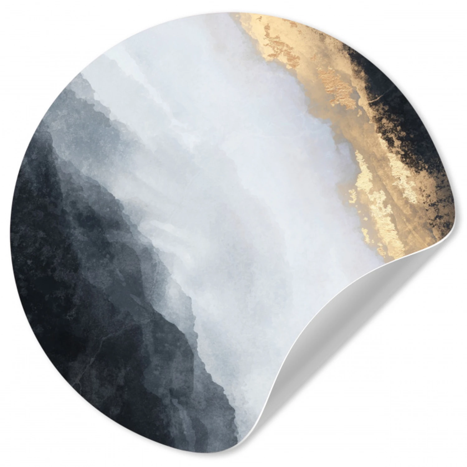 Abstract - Verf - Goud - Zwart - Marmer Wandcirkel behangsticker klein -3d