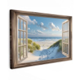 Doorkijk - Strand - Raam - Duinen - Zee canvas 2cm klein -z3d