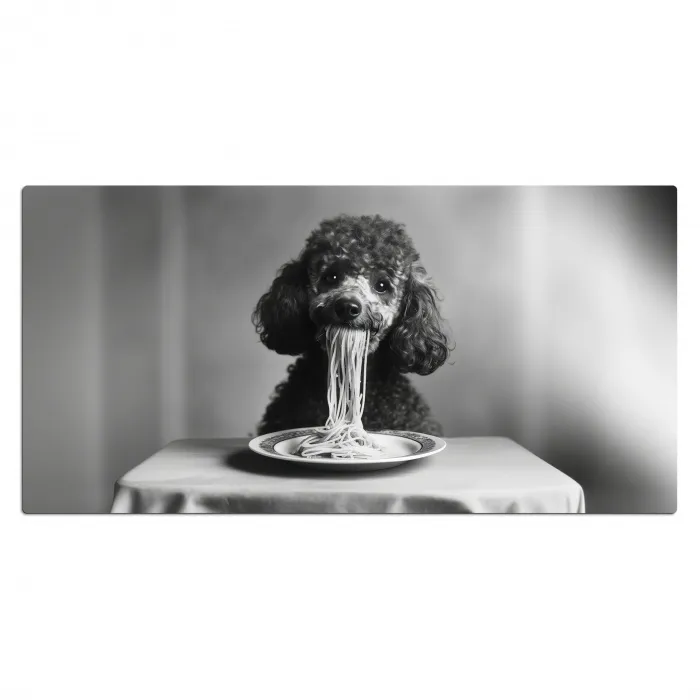 Poedel - Hond - Zwart - Wit - Schattig - Pasta Muismat XXL klein -3d_leeg