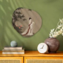 Vrouw - Azië - Kunst - Beige Wandcirkel Organisch Forex 3mm klein -sfeer2