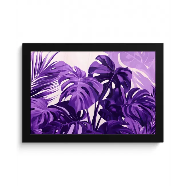 Bladeren - Paars - Tropisch - Abstract fotolijst zwart zonder passe partout klein -3d