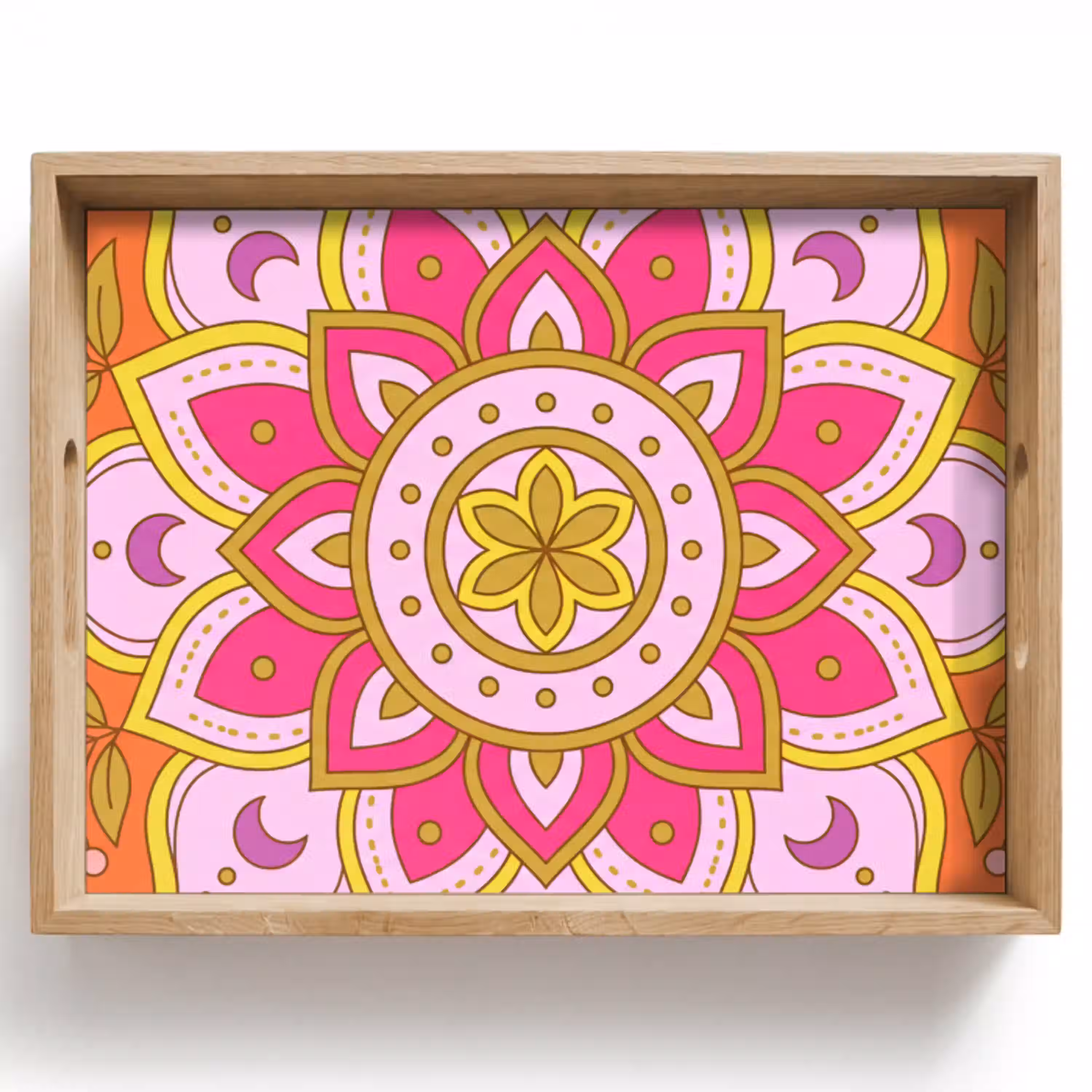 Patroon - Bloemmotief - Decoratie - Abstract - Roze Dienblad Rechthoek middel -z3d_shopping