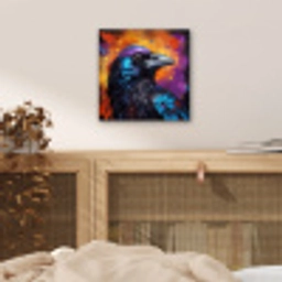 Vogel - Kraai - Graffiti - Zwart - Dieren aluminium wit klein -sfeer3