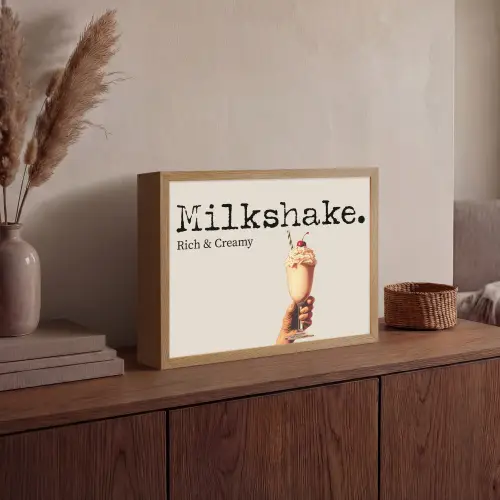 Milkshake - Kers - Rietje Light Box met batterij (Wandlamp) middel -sfeer2