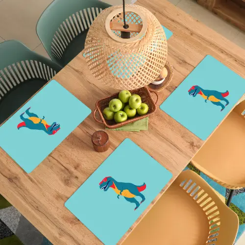 Dinosaurus - Blauw - Zonnebril Placemat vinyl groot -zzsfeer5_Kitchenyeah-website