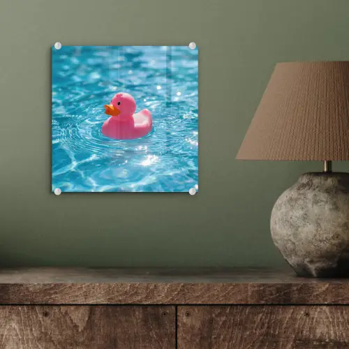 Badeend - Dobberend - Roze plexiglas 5mm klein -sfeer3