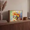 Bloemen - Kleurrijk - Olieverf - Bloempot Light Box met batterij (Wandlamp) middel -sfeer2