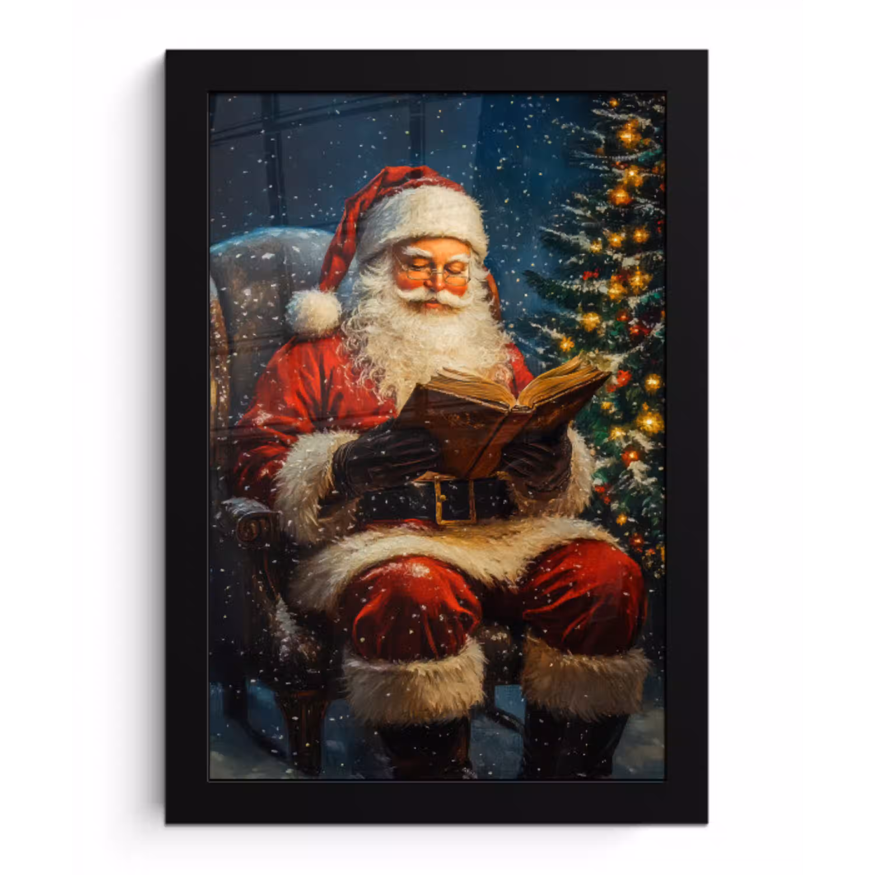 Kerstman - Kerst - Winter - Kerstboom fotolijst zwart zonder passe partout klein -3d